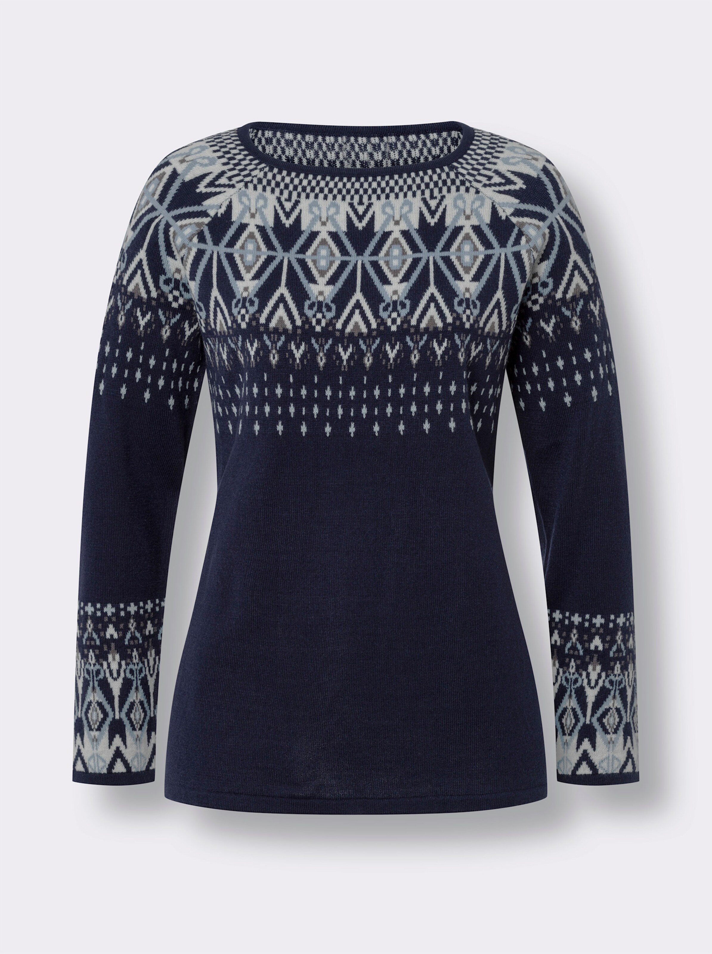 Jacquard-Pullover mit Raglanärmeln