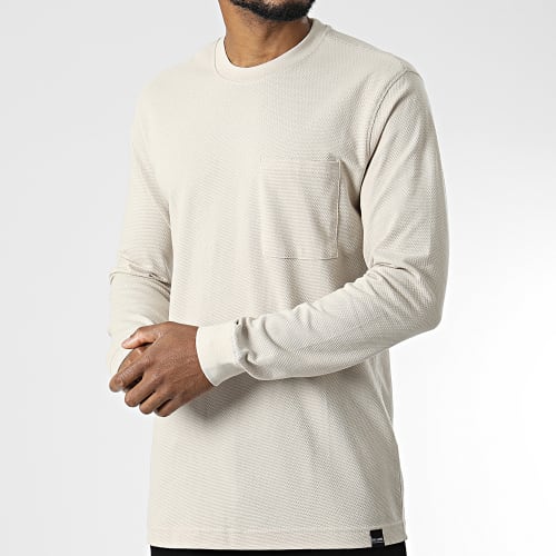 Tee Shirt Poche Manches Longues Kyler Beige