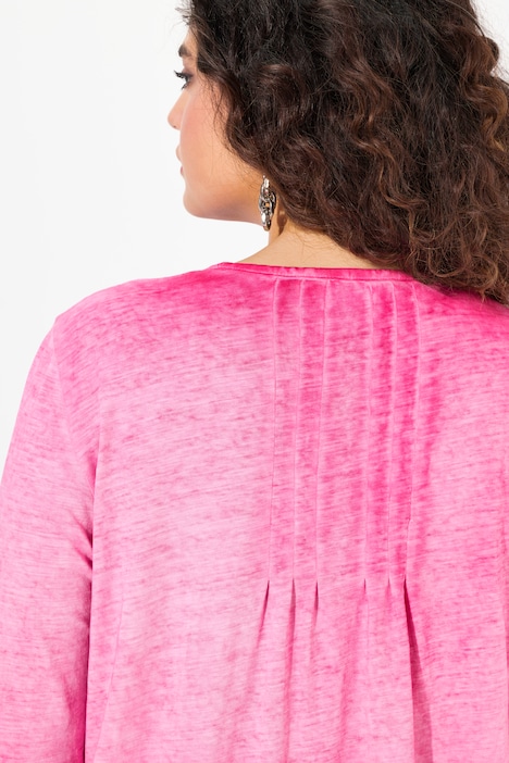 Shirt, Zierfalten, A-Linie, Rundhals, 3/4-Arm