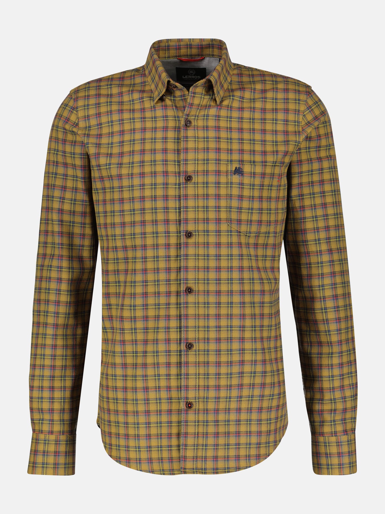 Langarmhemd , kariert, verdeckter Button-down-Kragen