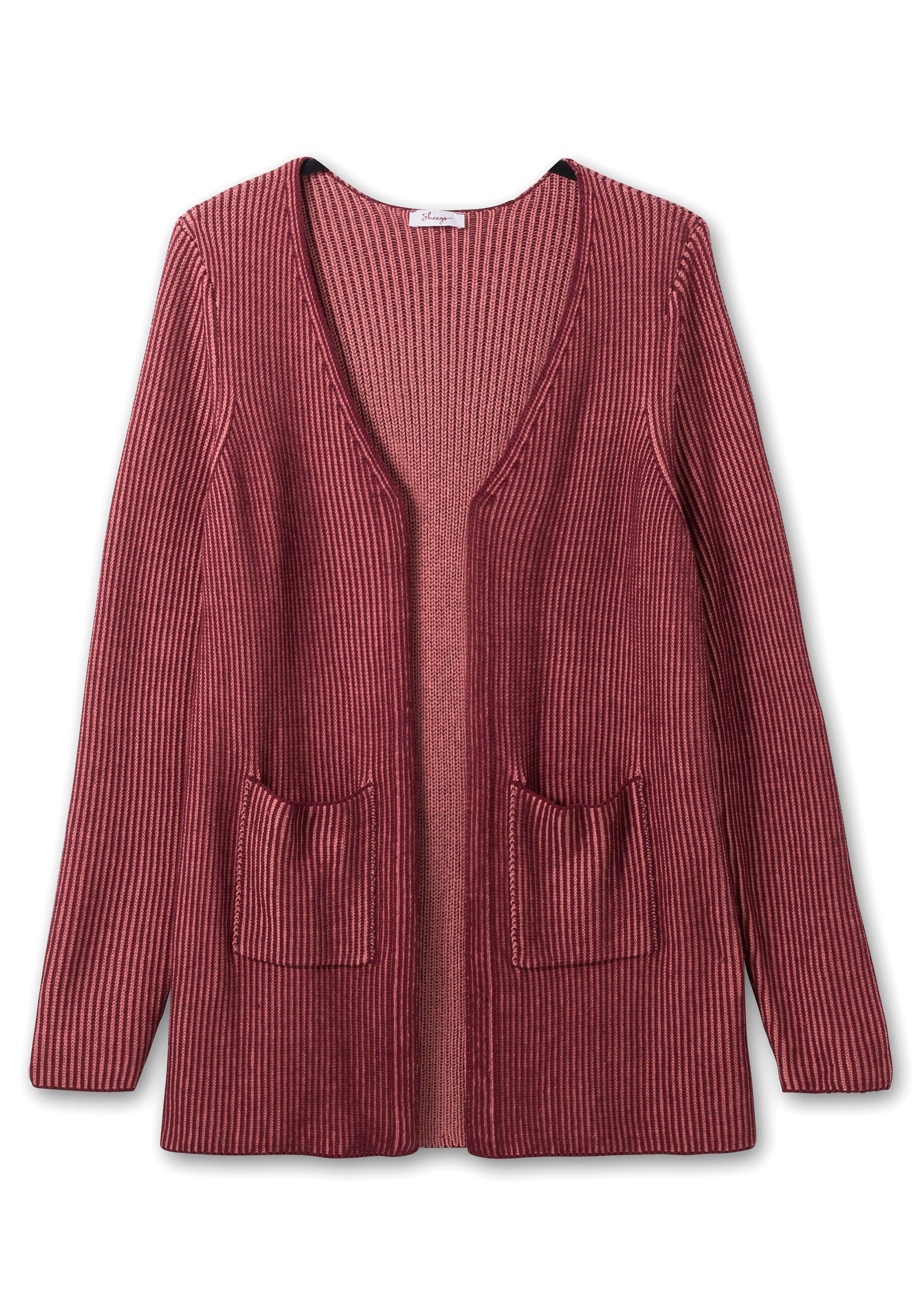 Strickjacke in zweifarbiger Rippstruktur