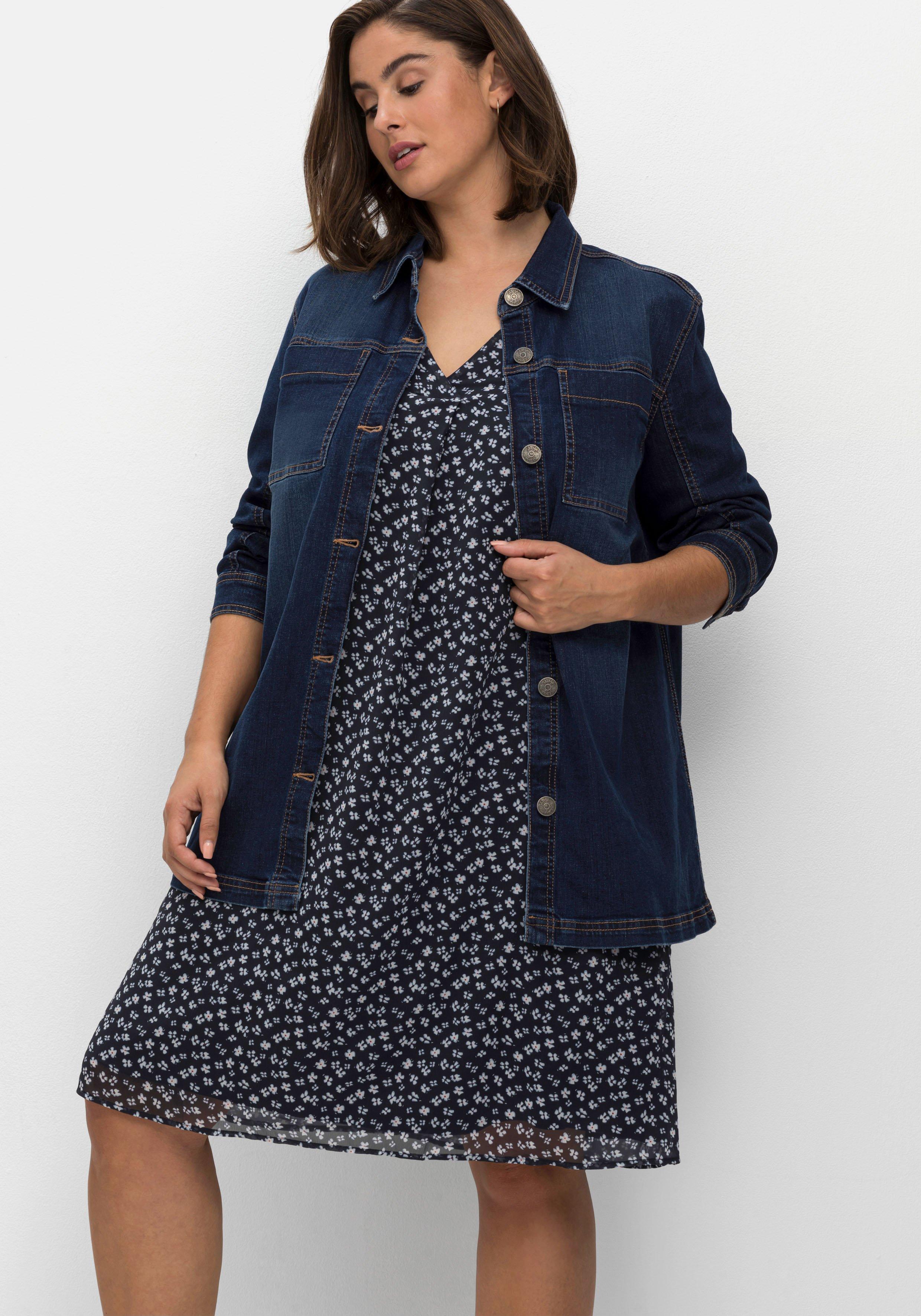 Denim-Shacket in leicht taillierter Form