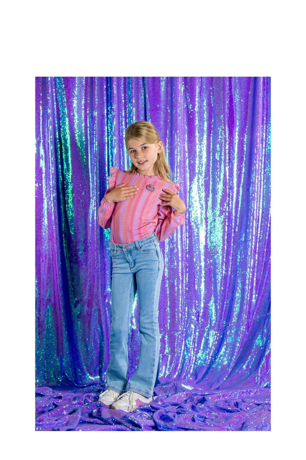 B.Nosy K3top Billie met all over print en ruches roze/perzik/lila
