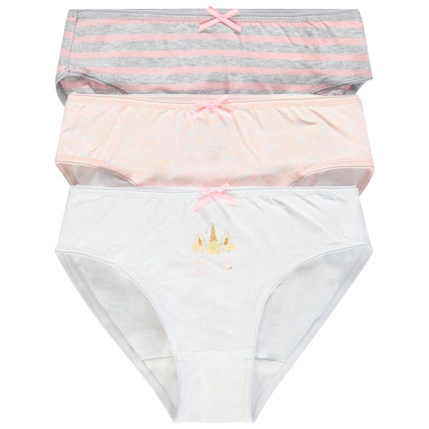 Lot de 3 culottes en coton à motifs assortis - Ecru