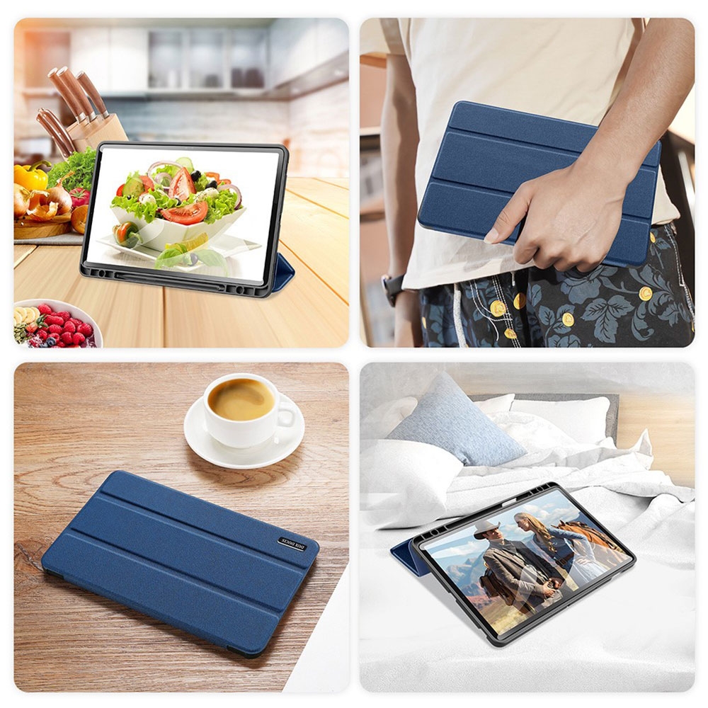 Samsung Galaxy Tab S8  Plus / Tab S7 FE 5G / Tab S7  Plus Tasche Smart Cover Hülle Stoff Design S-Pen Halterung - Dunkelblau