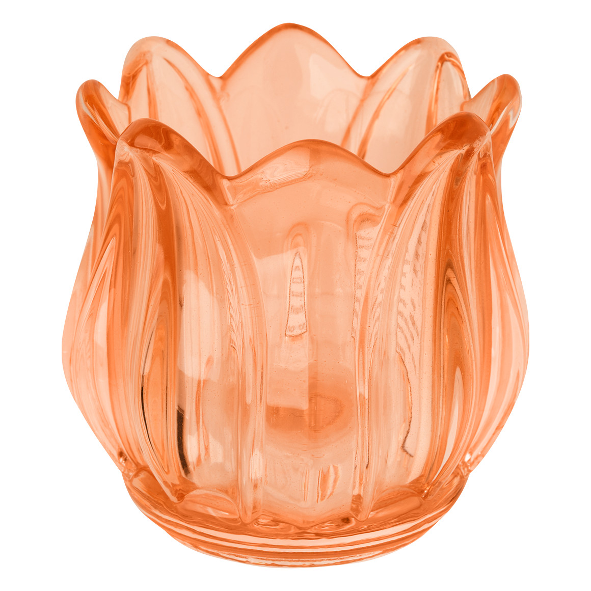 Teelichthalter in Tulpen-Form orange