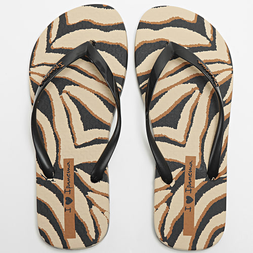 Tongs Femme Animale Print Noir