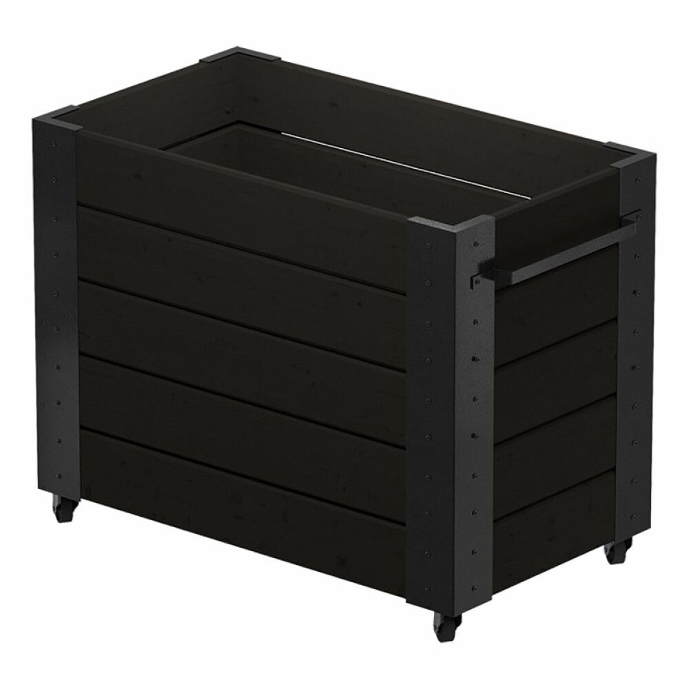 BLOMSTERKASSE PLUS CUBIC INKL HJUL 87X50X70CM SVART