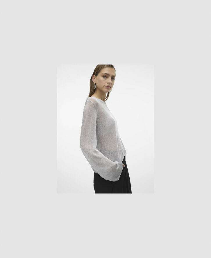 Vero Moda VMNOVA LS O-NECK KNIT VMA Silver/metallic