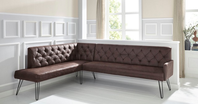 exxpo - sofa fashion Eckbank »Doppio, Chesterfield Optik, komfortabel und bequem, hohe Designfüsse« Frei im Raum stellbar