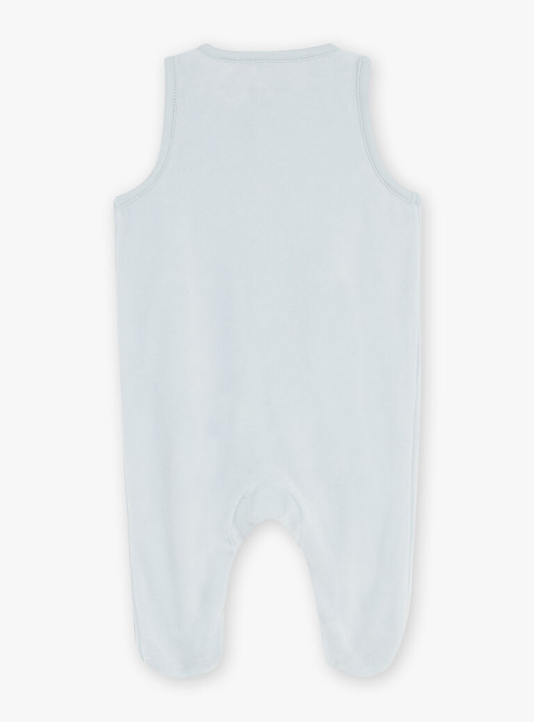 Ensemble grenouillère bleu ciel et gilet écru