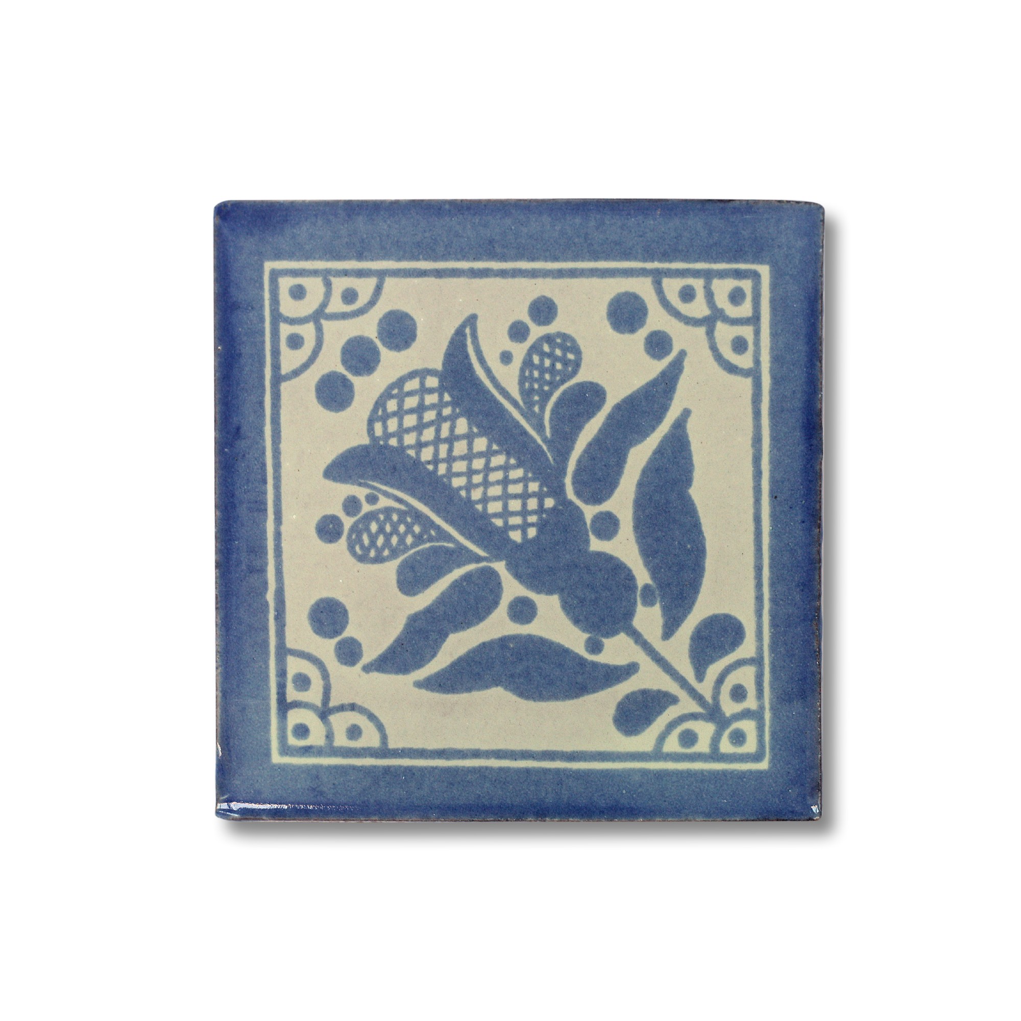 Kachel 'Cardo', blau, weiß, T 10 cm, B 10 cm, H 0,5 cm von fischer's lagerhaus