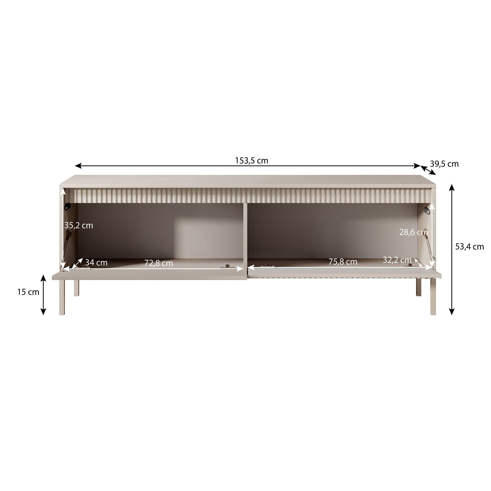 Meubella - TV-Meubel Saran - Beige - 153 cm