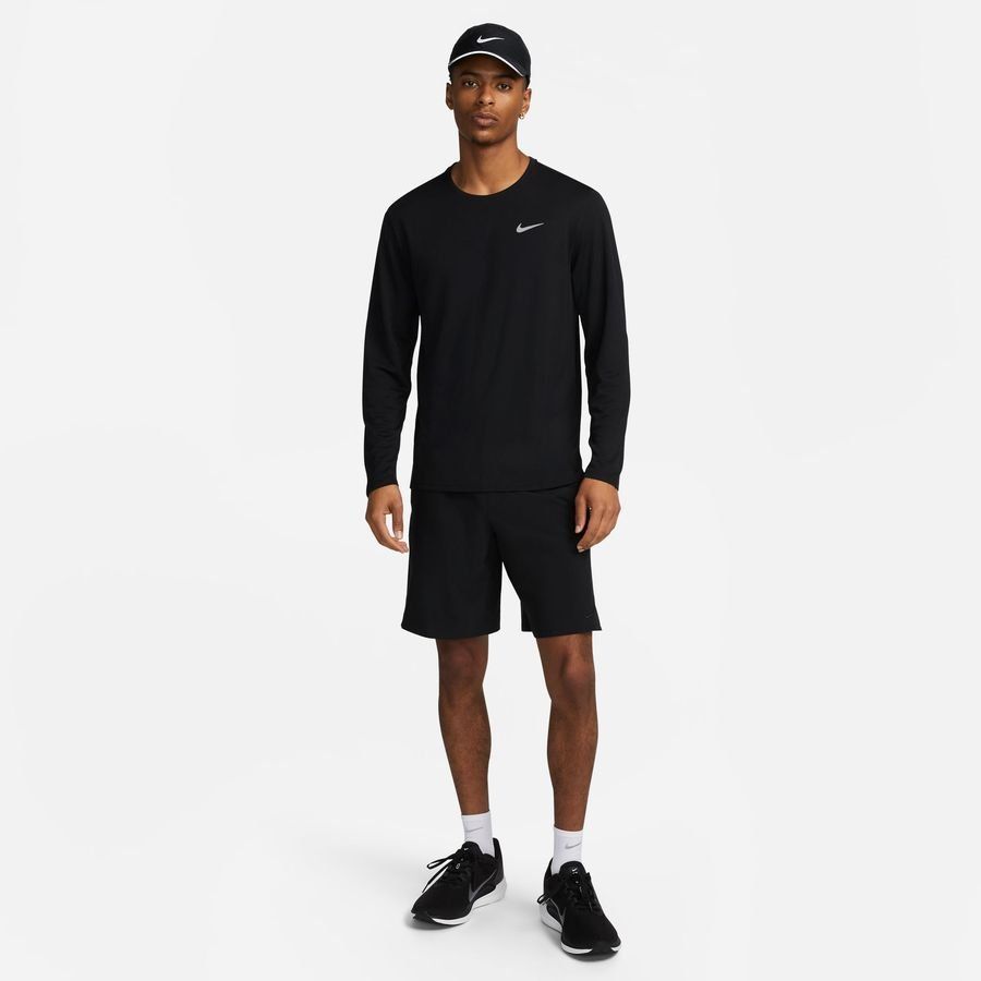 Nike Haut Running Dri-FIT UV Miler Manches Longues - Noir/Argenté