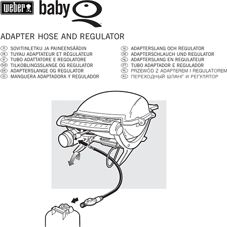 Weber adapterslange og regulator