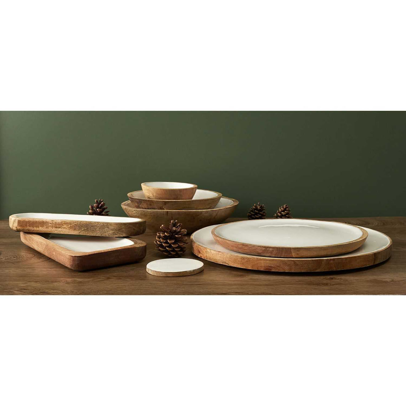 Home Deco Factory Dessous d'assiette en manguier blancs - 35x2x35 cm