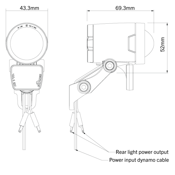 Herrmans H-Black Pro Dynamo Forlygte, 200 Lumen