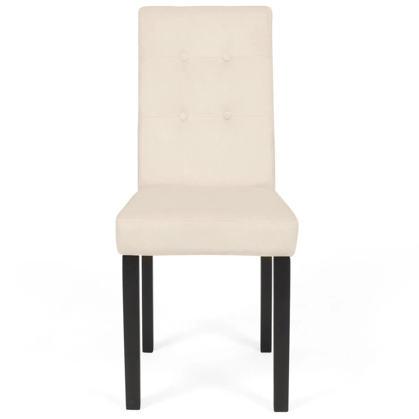 Lot de 4 chaises POLGA capitonnées en velours beige pieds noirs