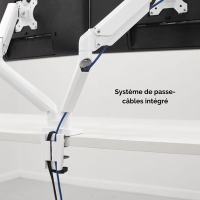 Fellowes Platinum series - Bras porte écran double réglable - fixation sur bureau - blanc