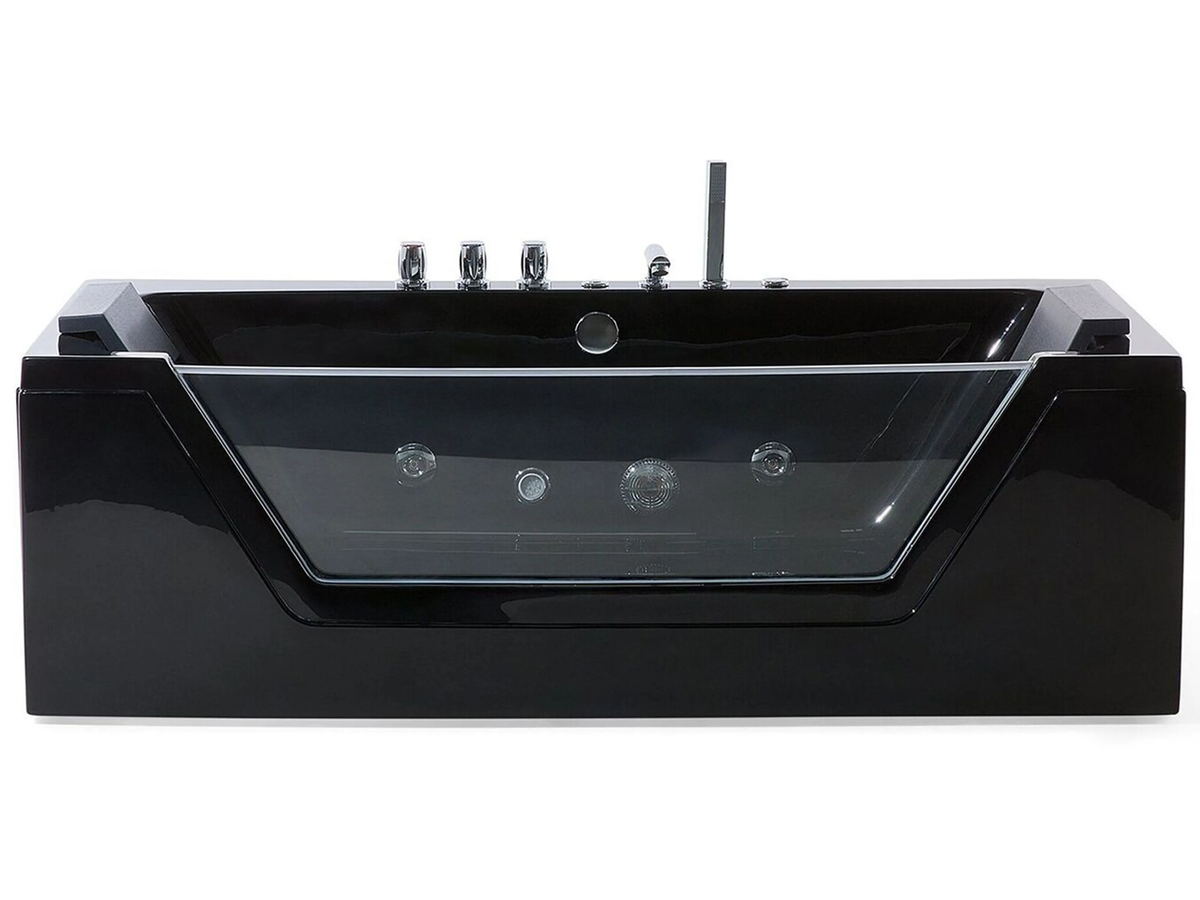 Hoek bubbelbad met LED SAMANA 174 x 79 cm Zwart