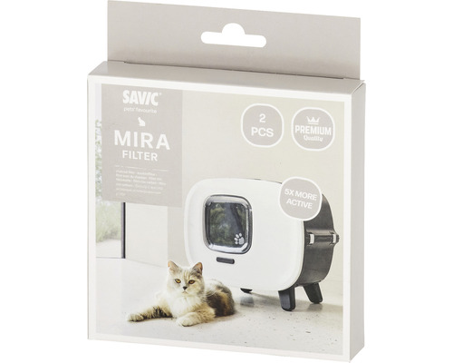Kattenbakfilters, 2 stuks, Savic voor Mira de Luxe, zwart, 12x12x1cm