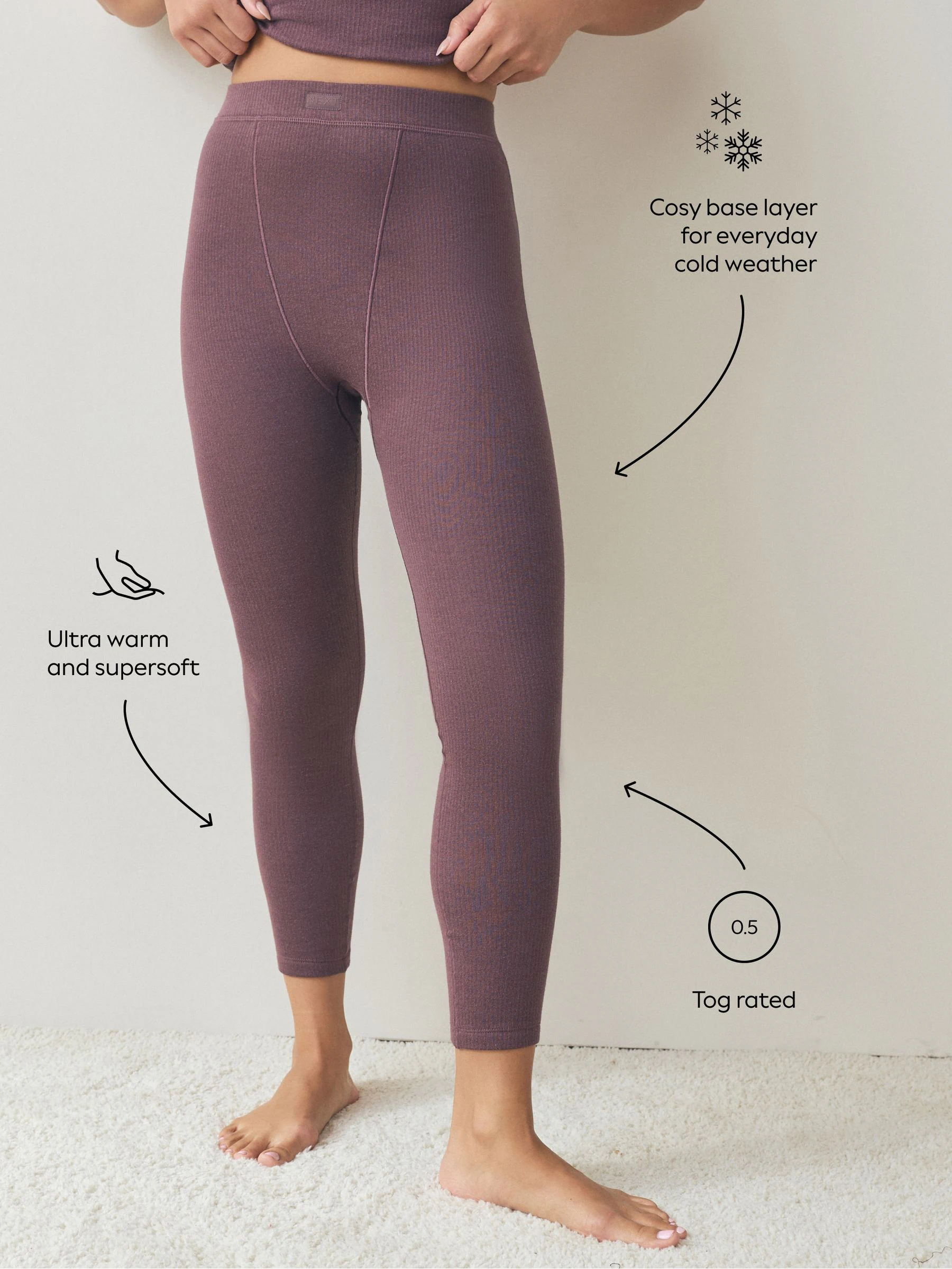 Paarsrood - Thermal Maximum Warmth Cosy Ribbed Legging