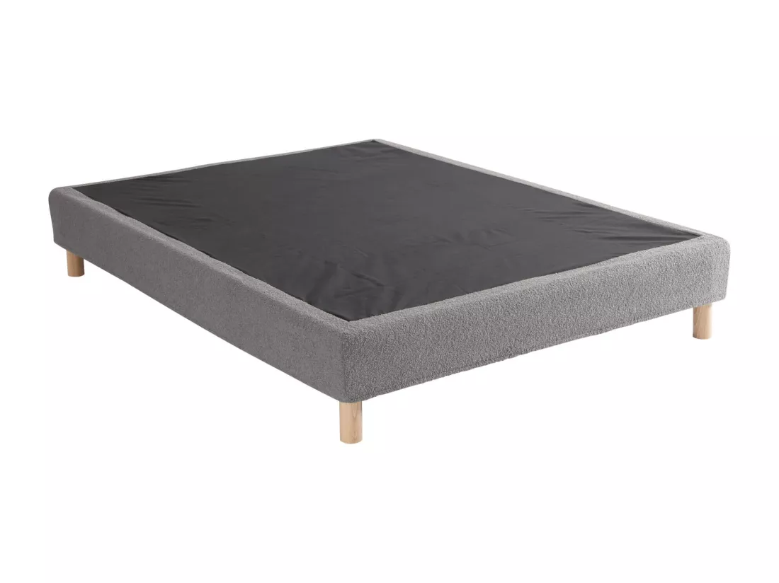 Cache-sommier bouclette intégral gris foncé 90x190 - Boucletta