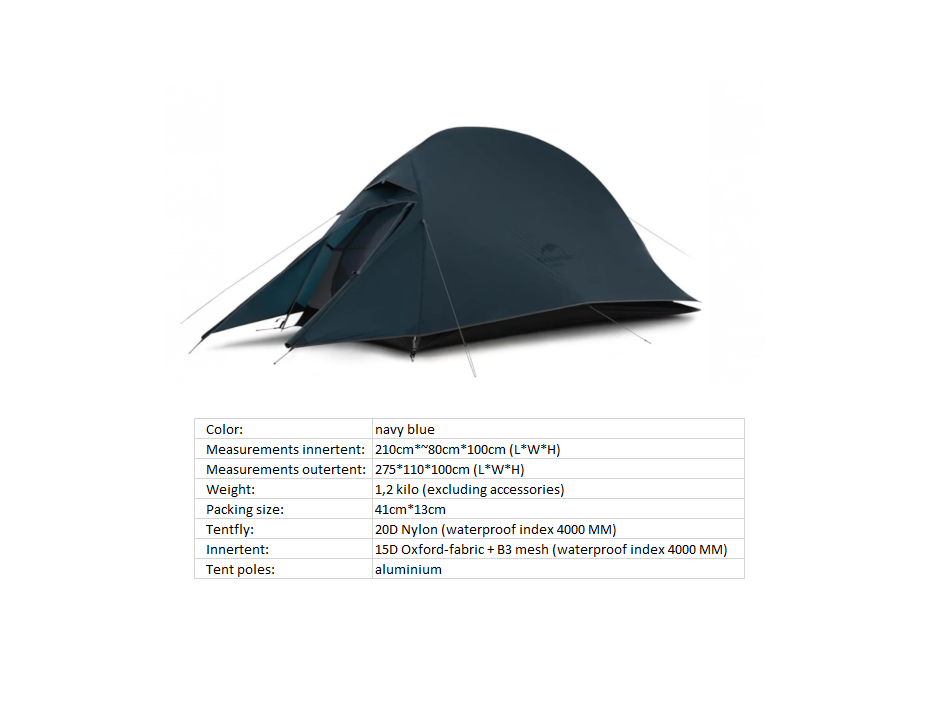 Naturehike Cloud Up 1 upgraded trekkerstent - Navy Blue