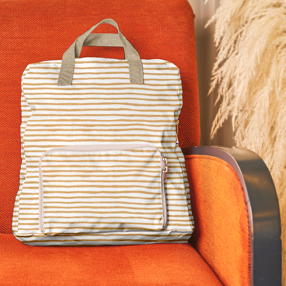 Sac À Dos Pliable Gaby Rayé Or Blanc
