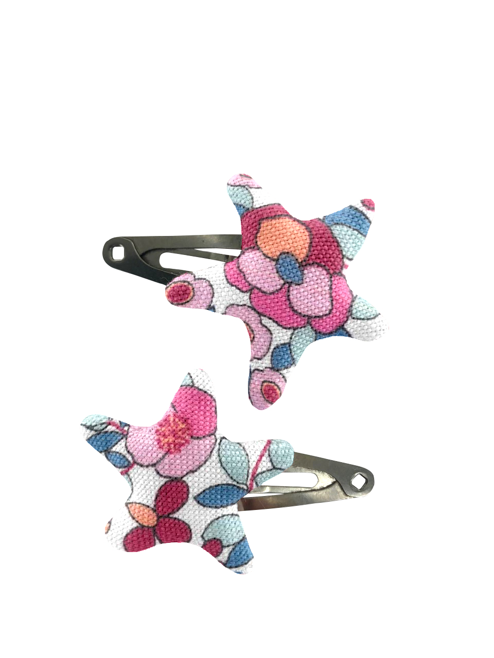 Barrettes Clic-Clac Étoile Boutons Rose