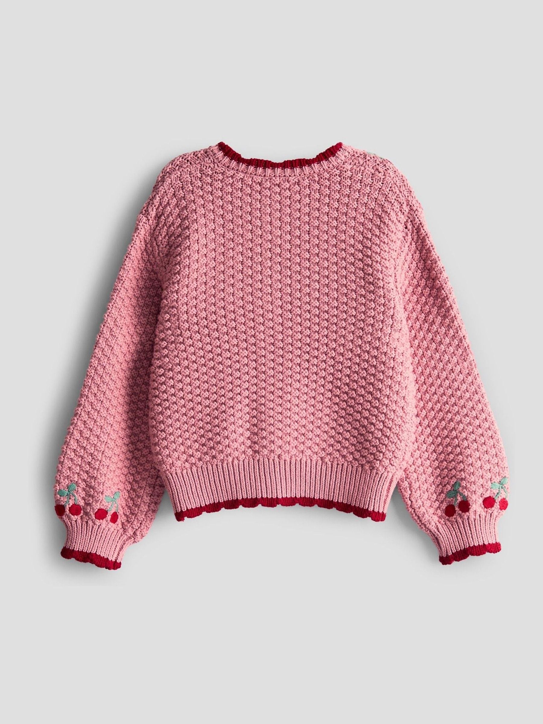 JoJo Maman Bébé Textured Knit Embroidered Cardigan