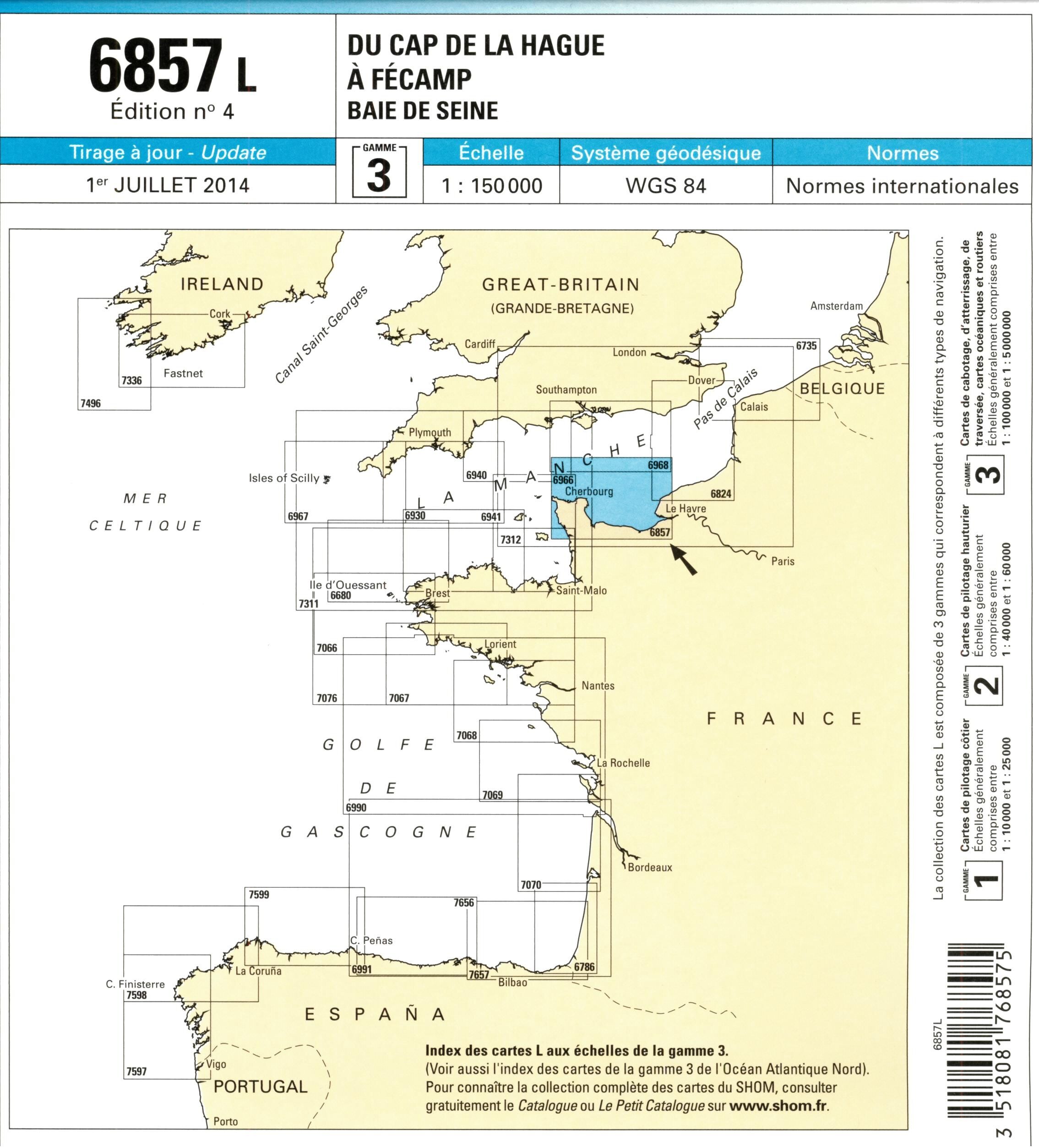 EPSHOM - 6857L DU CAP DE LA HAGUE A FECAMP