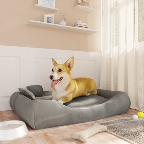 Cama retangular acolchoada para animais de estimação Vidaxl na cor cinza claro.