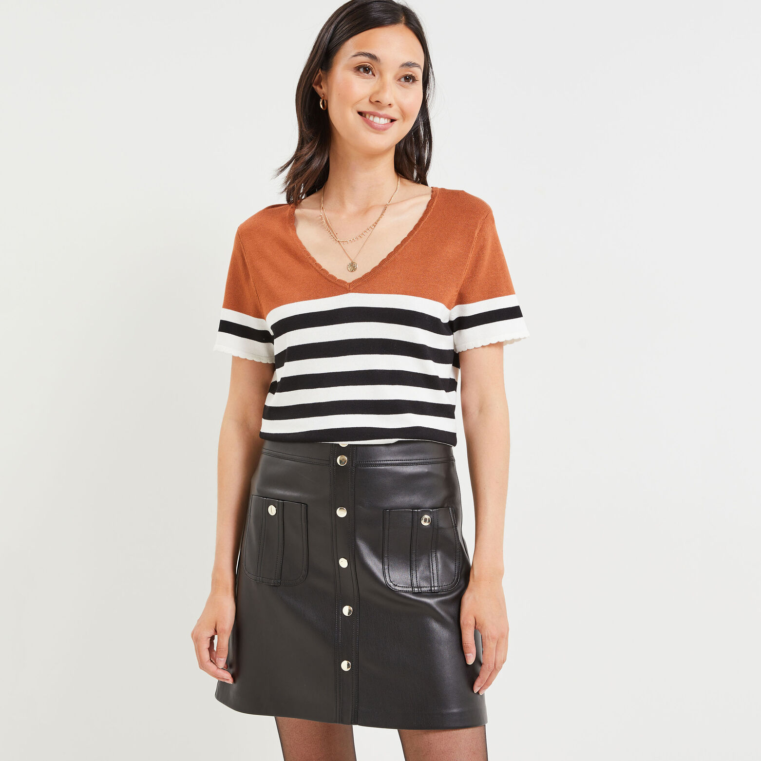 Pull manches courtes rayé