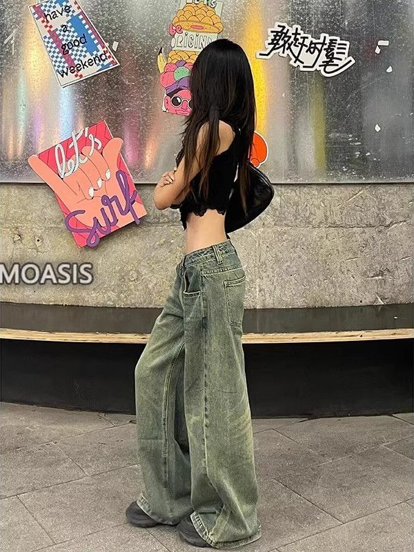 Coline - Lage taille gewassen wijde jeans