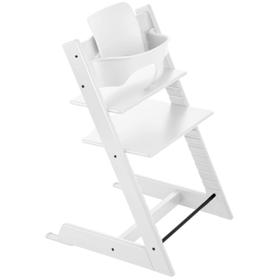 STOKKE® Mega Tripp Trapp® Set Hochstuhl Buche weiß inkl. Newborn Set™ Grey und Baby Set weiß