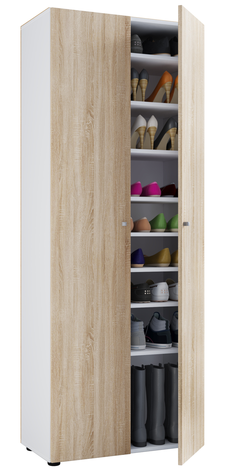 Schuhschrank VANDOL l - weiß-Sonoma Eiche - Türen - 71 cm breit