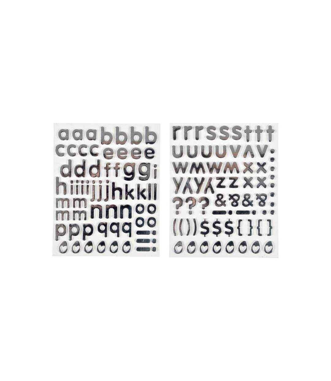 Paris Prix - Lot De 2 Planches De Stickers alphabet 2cm Argent