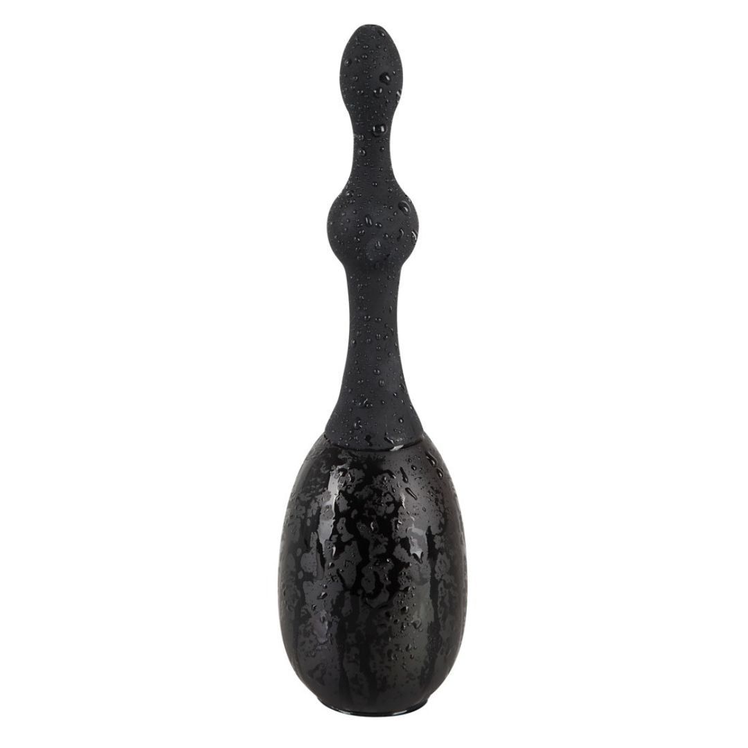 Silikon Analdusche mit stimulierenden Kugeln | mit Schraubgewinde und Pumpball | Black Velvets