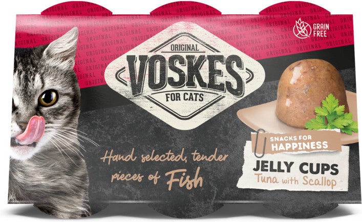 Voskes kattensnack Delicatesse gelei tonijn en Sint-Jacobsschelp 150 g