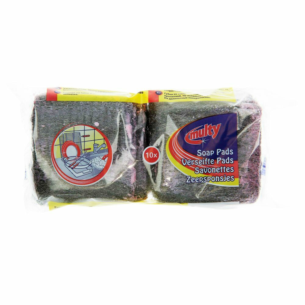 Multy Staalwolspons met Zeep10 stuks