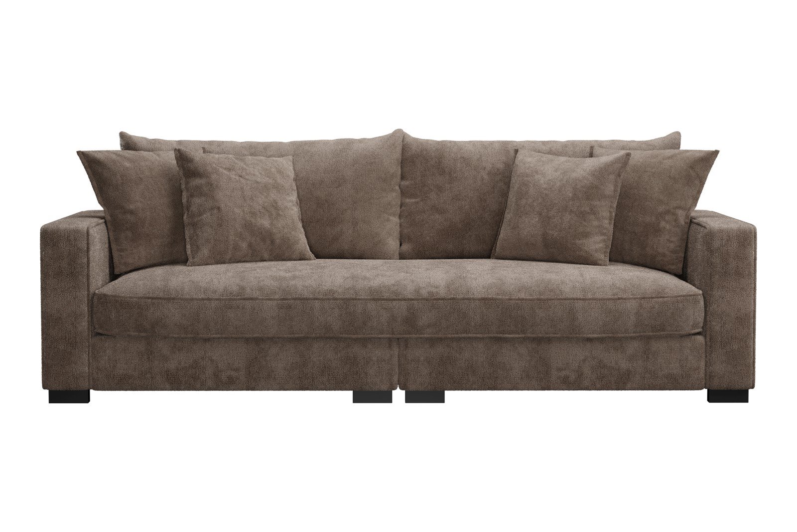 Rossi 3-seter sofa (1 setepute) Tekstil Genesis 6 Mink, arm B med sorte ben. Std. Komfort.