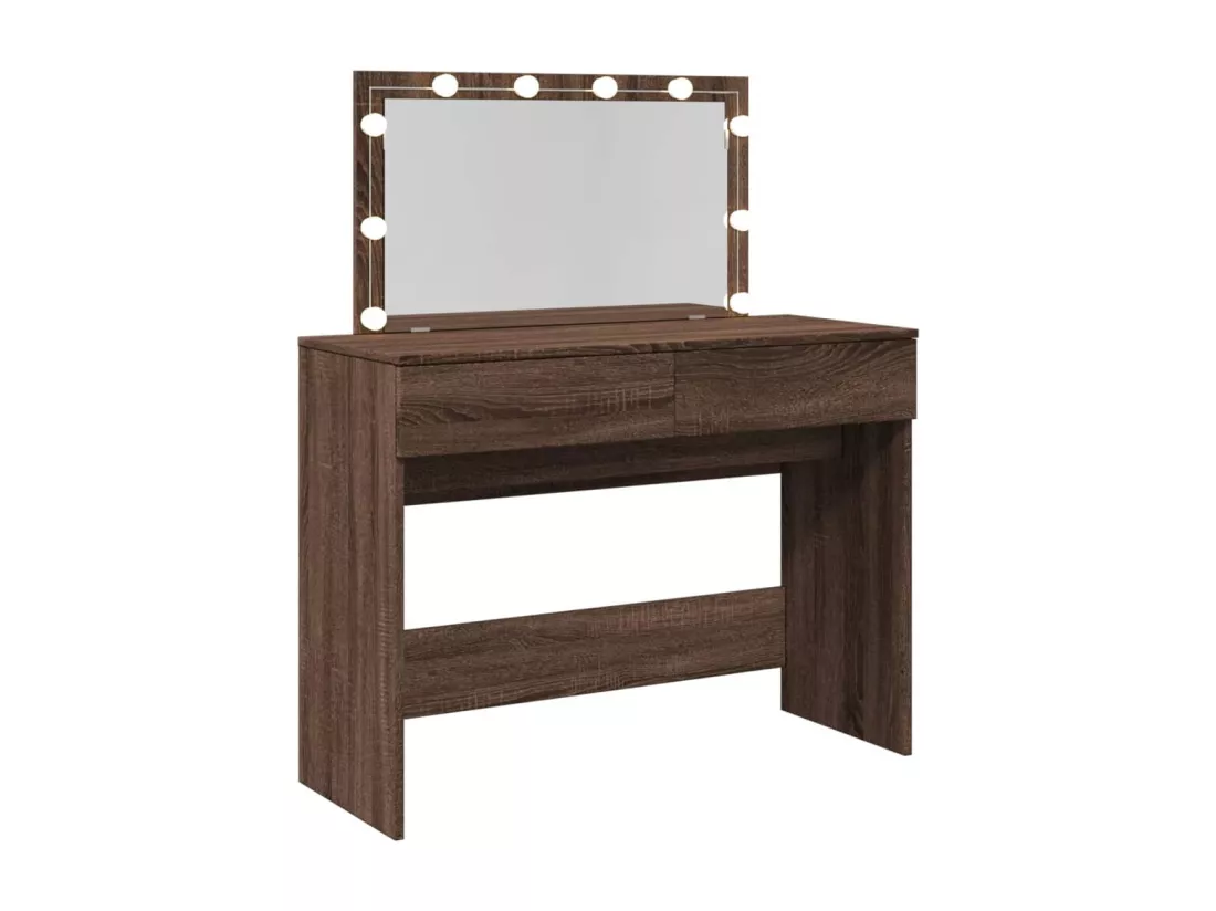 Coiffeuse avec LED chêne marron 100x40x120 cm