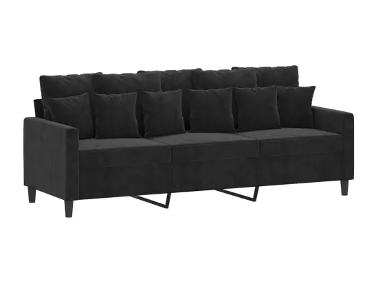 Ensemble de canapés 3 pcs avec coussins Noir Velours