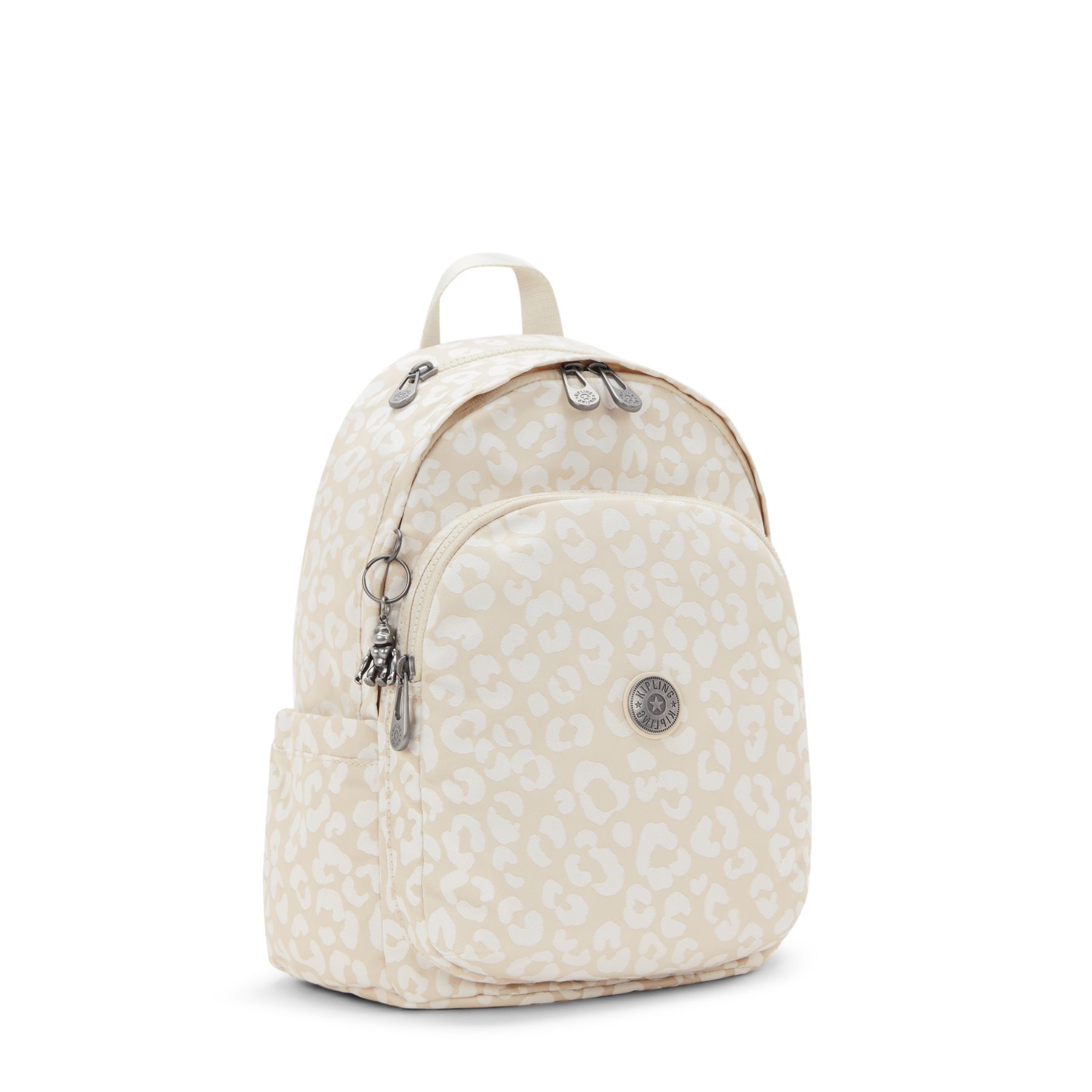DELIA Sac à Dos Moyen avec Poche Frontale et Poignée Supérieure - White Cheetah J