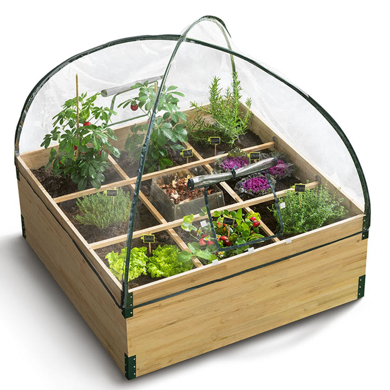 Pratik Garden Serre-potager avec composteur bois/vert