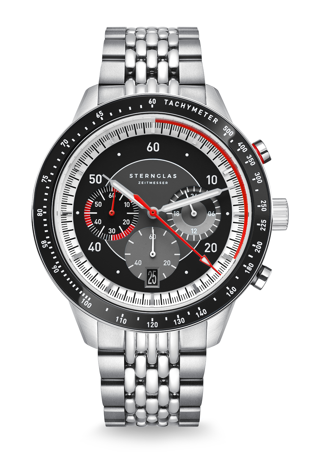 Sternglas Tachymeter 2.0 Schwarz Edelstahl S01-TM03-ME14