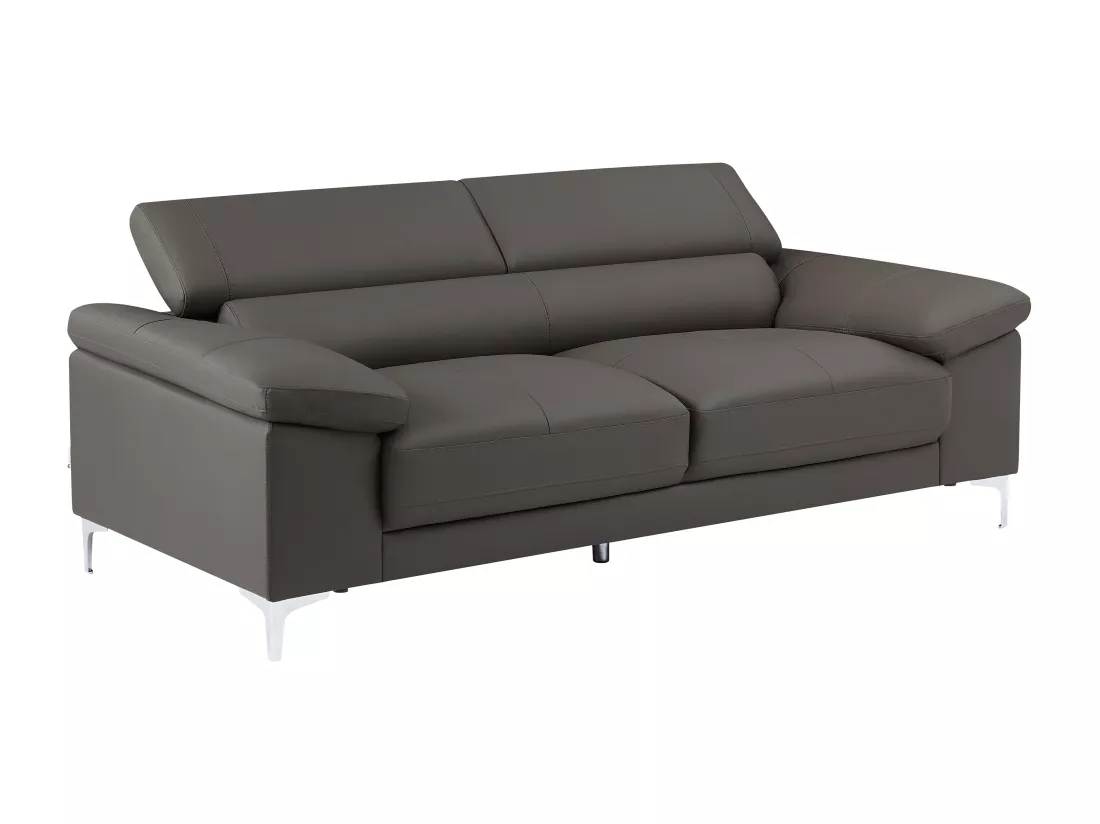 Canapé 3 places en cuir gris anthracite SOLANGE