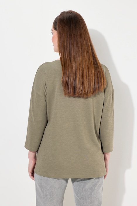 Shirt, Oversized, Rundhals, 3/4-Arm, Biobaumwolle