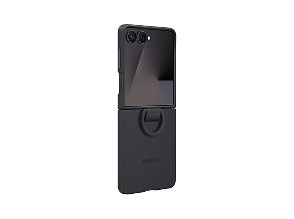 CAPA SAMSUNG SILICONE COM ANEL FLIP 7 PRETA